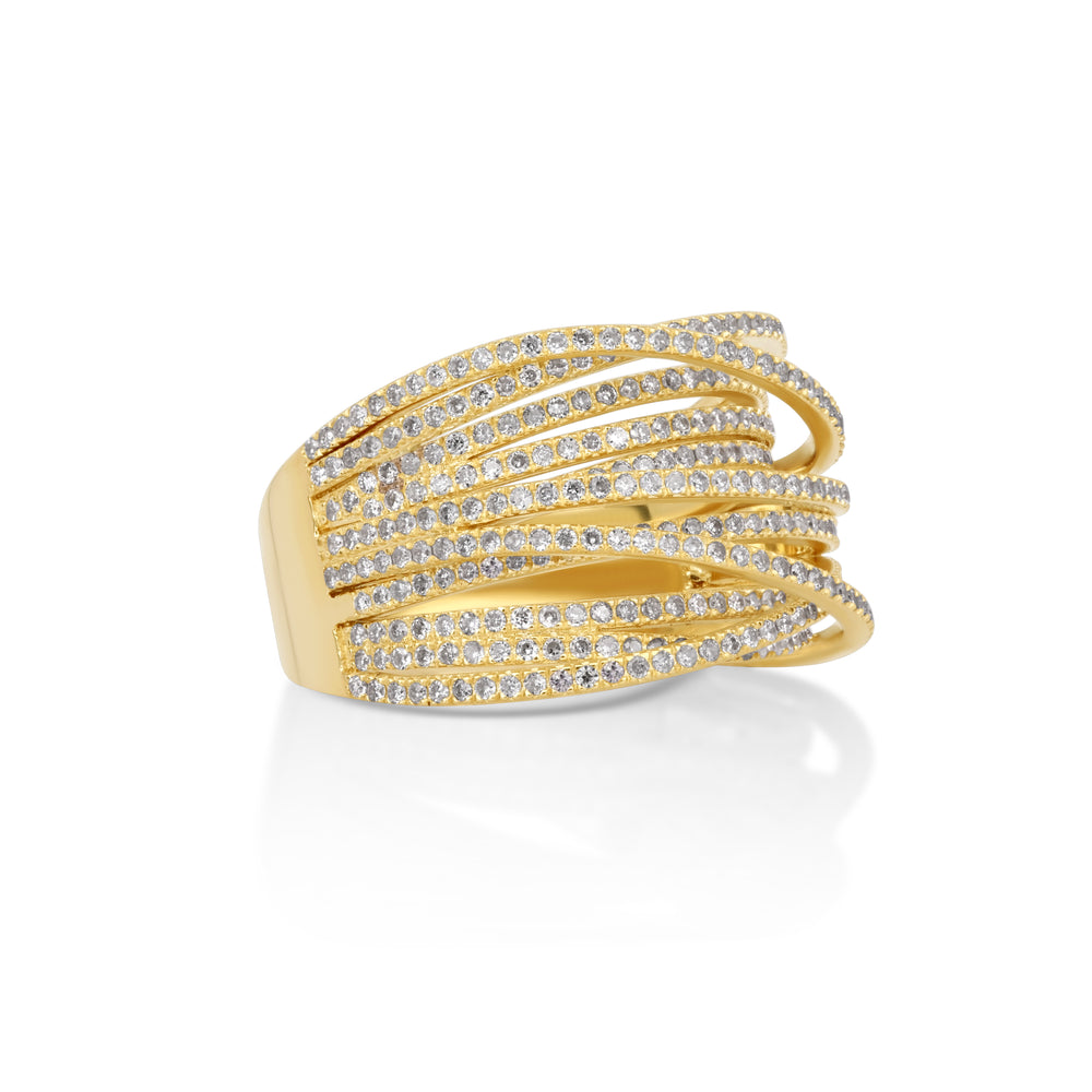 0.94 Cts White Diamond Ring in 14K Yellow Gold