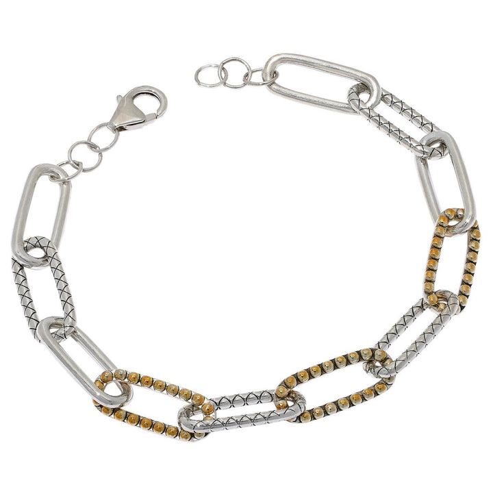 Handmade Distinctive Oxidized 925 Silver Chain Link Bracelet for Men