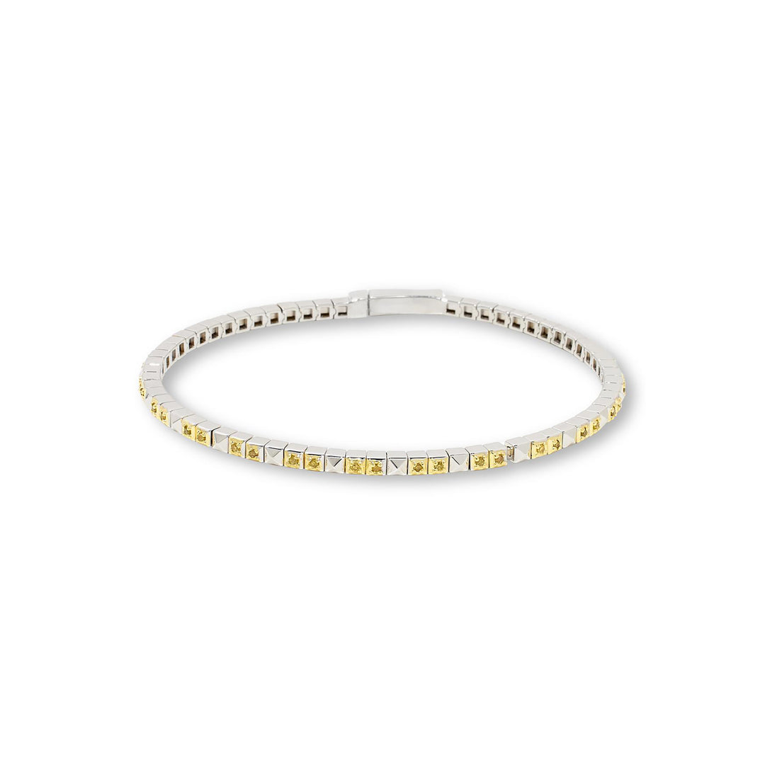 0.33 Cts Yellow Diamond Tennis Bracelet in 925 Two Tone