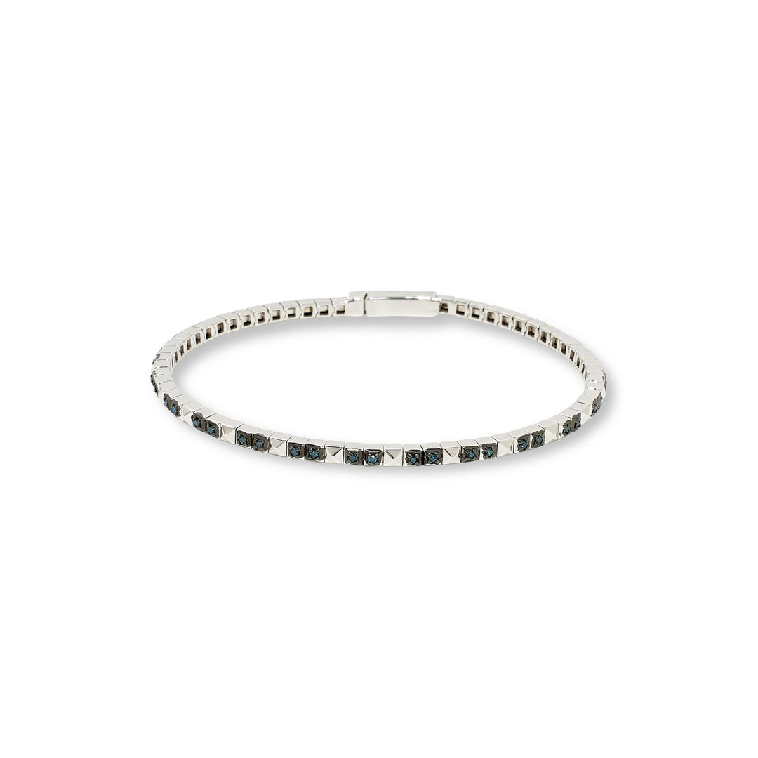 0.35 Cts Blue Diamond Tennis Bracelet in 925 Two Tone