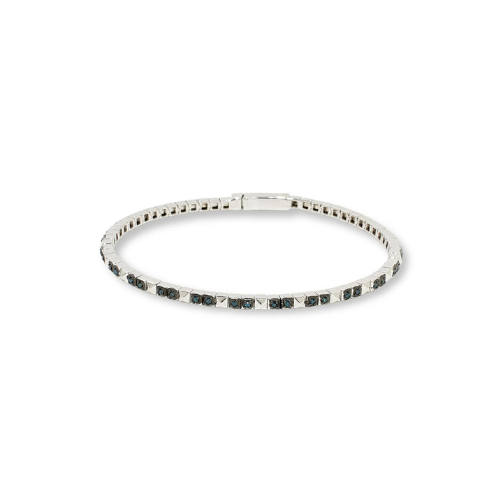 0.35 Cts Blue Diamond Tennis Bracelet in 925 Two Tone