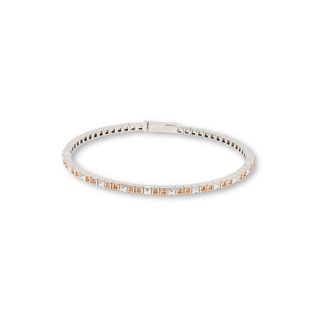 0.31 Cts Brown Diamond Tennis Bracelet in 925 Two Tone