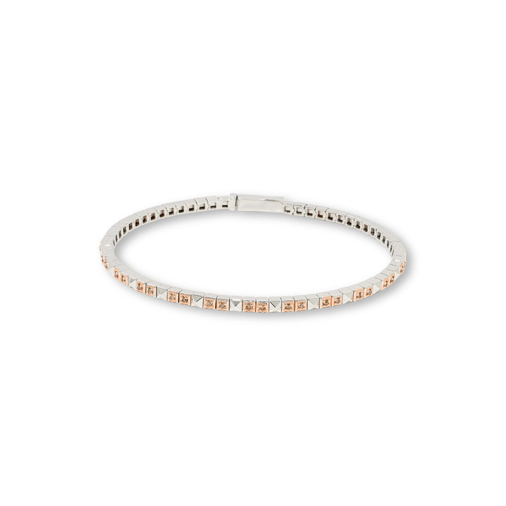 0.31 Cts Brown Diamond Tennis Bracelet in 925 Two Tone