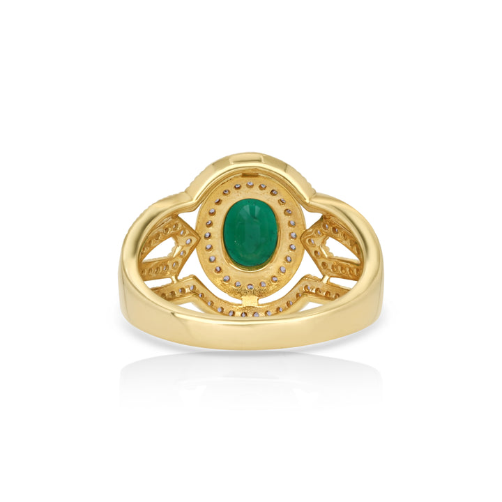 1 Cts Emerald and White Diamond Ring in 14K Yellow Gold