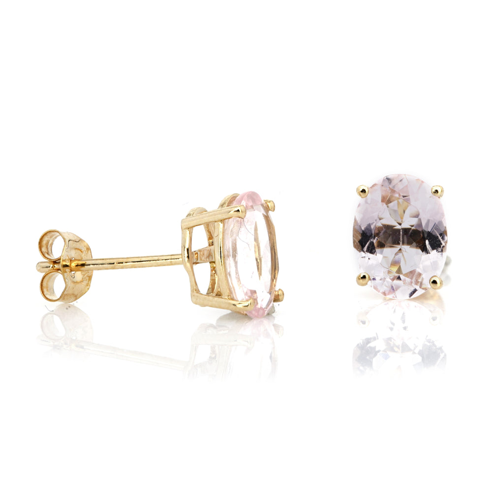 1.5 Cts Morganite Earring in 14K Yellow Gold