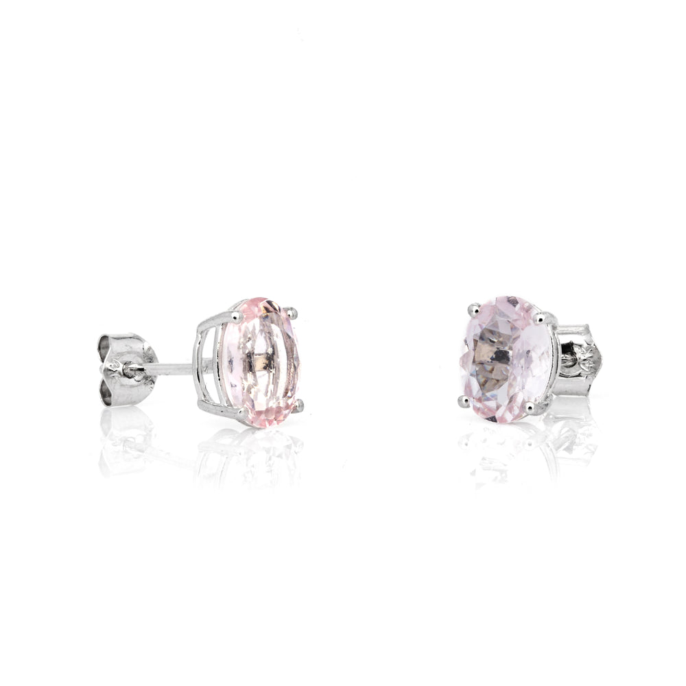 1.5 Cts Morganite Earring in 14K White Gold