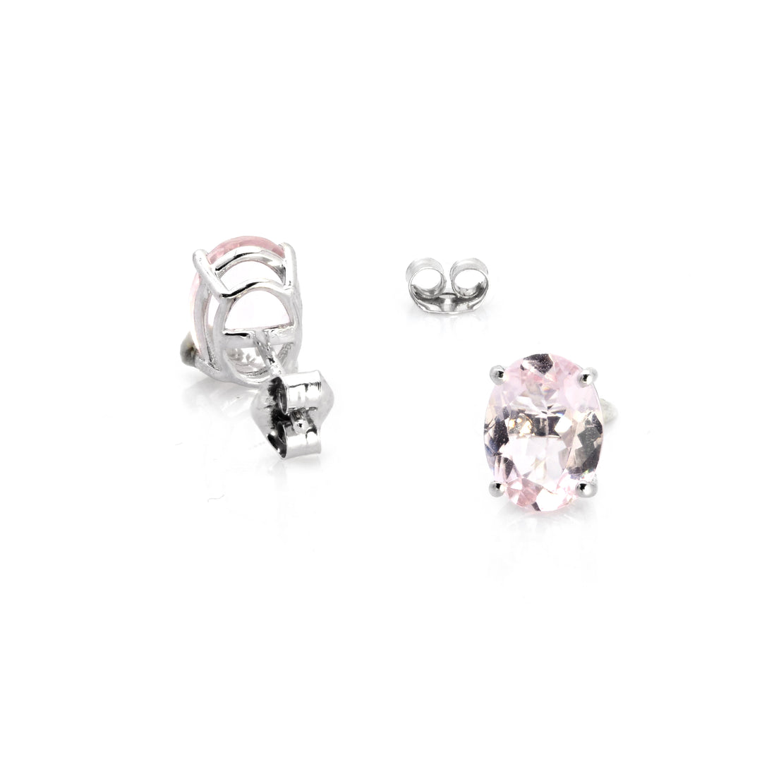 1.5 Cts Morganite Earring in 14K White Gold