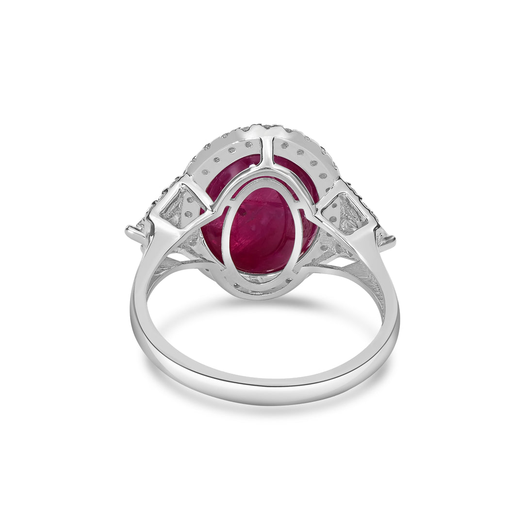 10.35 Cts Ruby and White Diamond Ring in 14K Two Tone