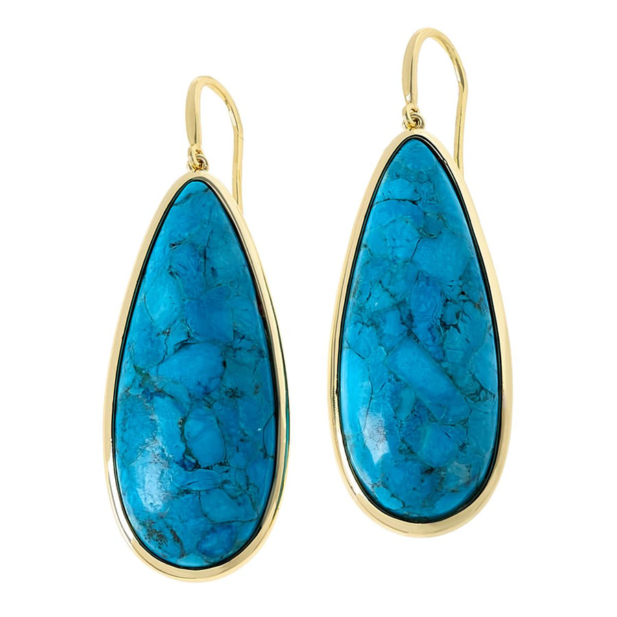 44.10 Cts Howlite Turquoise Dangle Earring in Brass