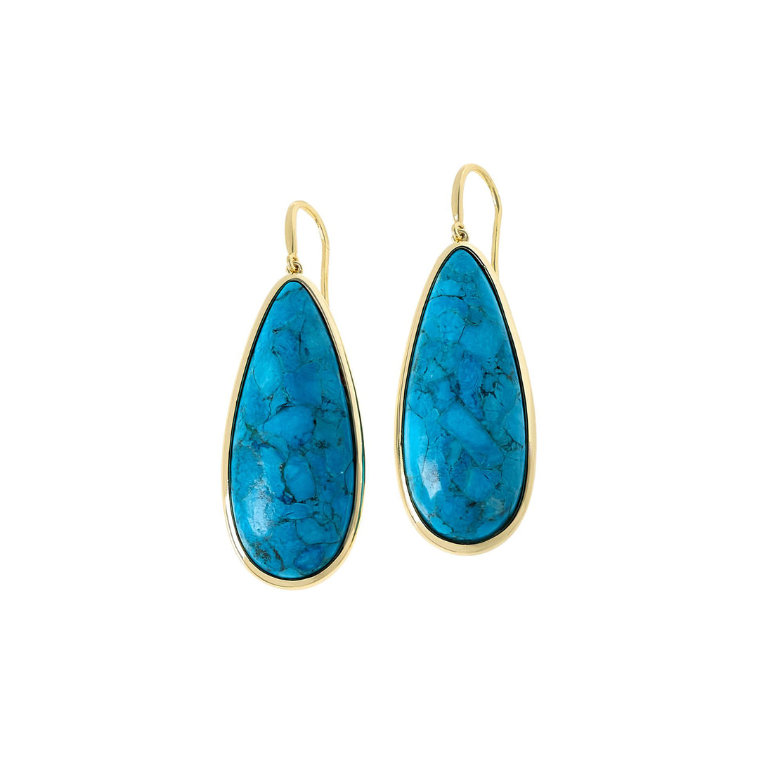 44.10 Cts Howlite Turquoise Dangle Earring in Brass