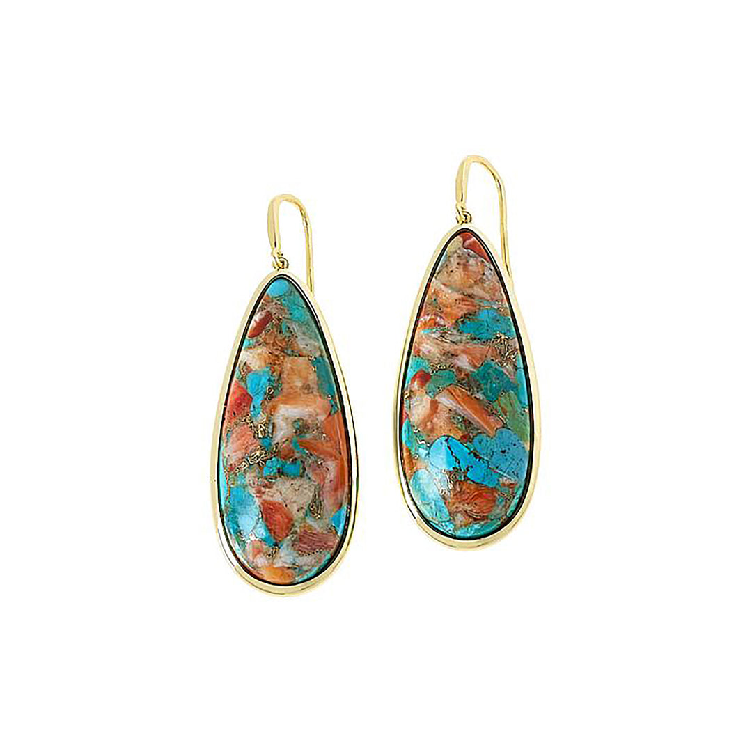 45.7 Cts Oyster Turquoise Dangle Earring in Brass