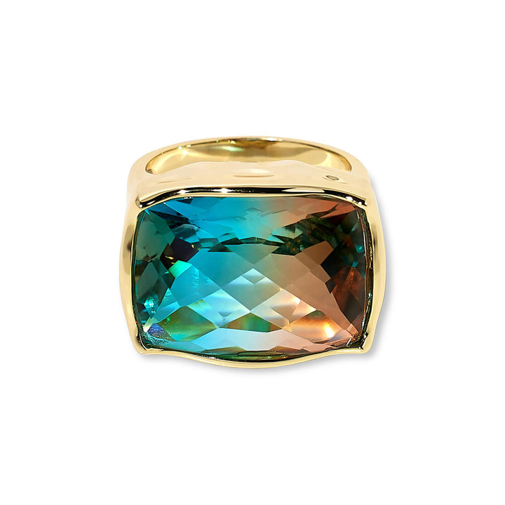19.00 Cts Aqua-Tera Quartz Solitaire Ring in Brass