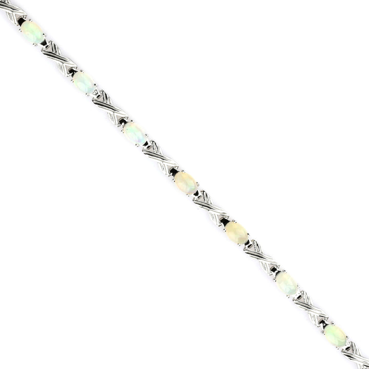 3.19 Cts White Opal Station Bracelet In 925 Sterling Silver