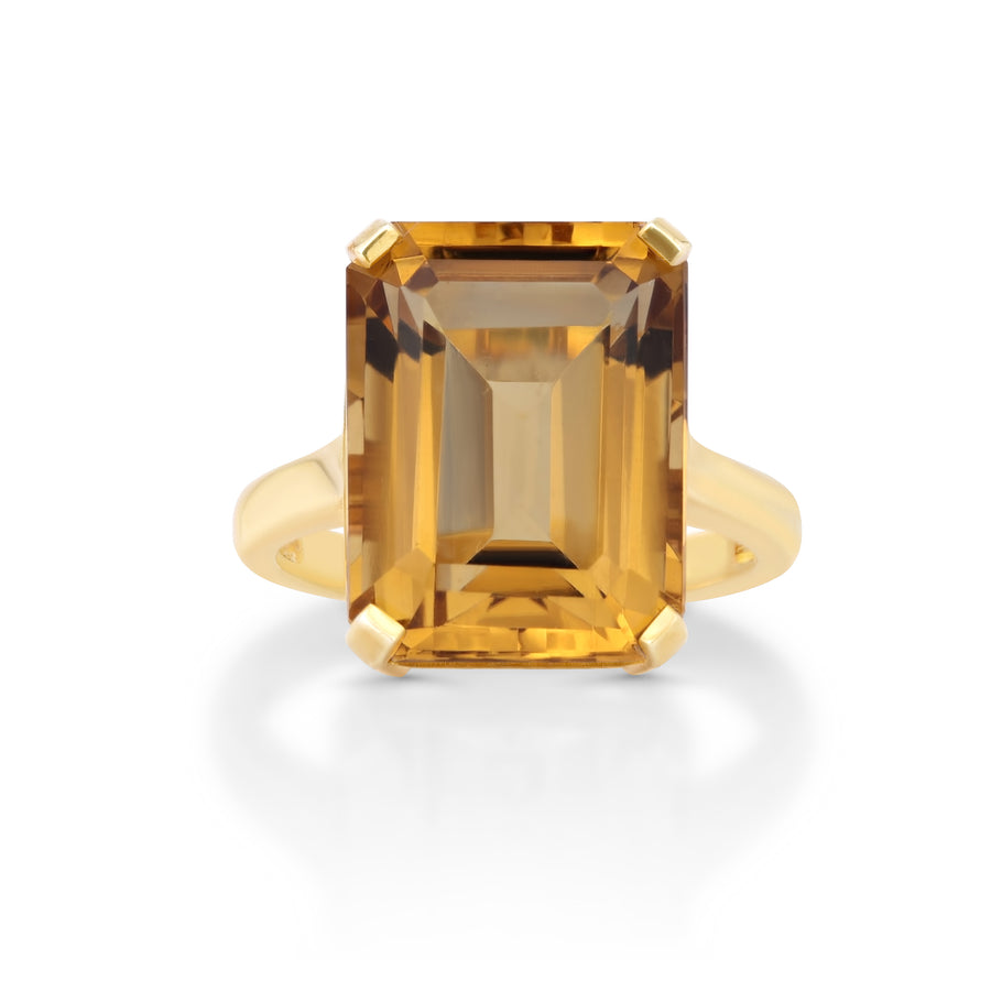 18 Cts Citrine Ring in 14K Yellow Gold