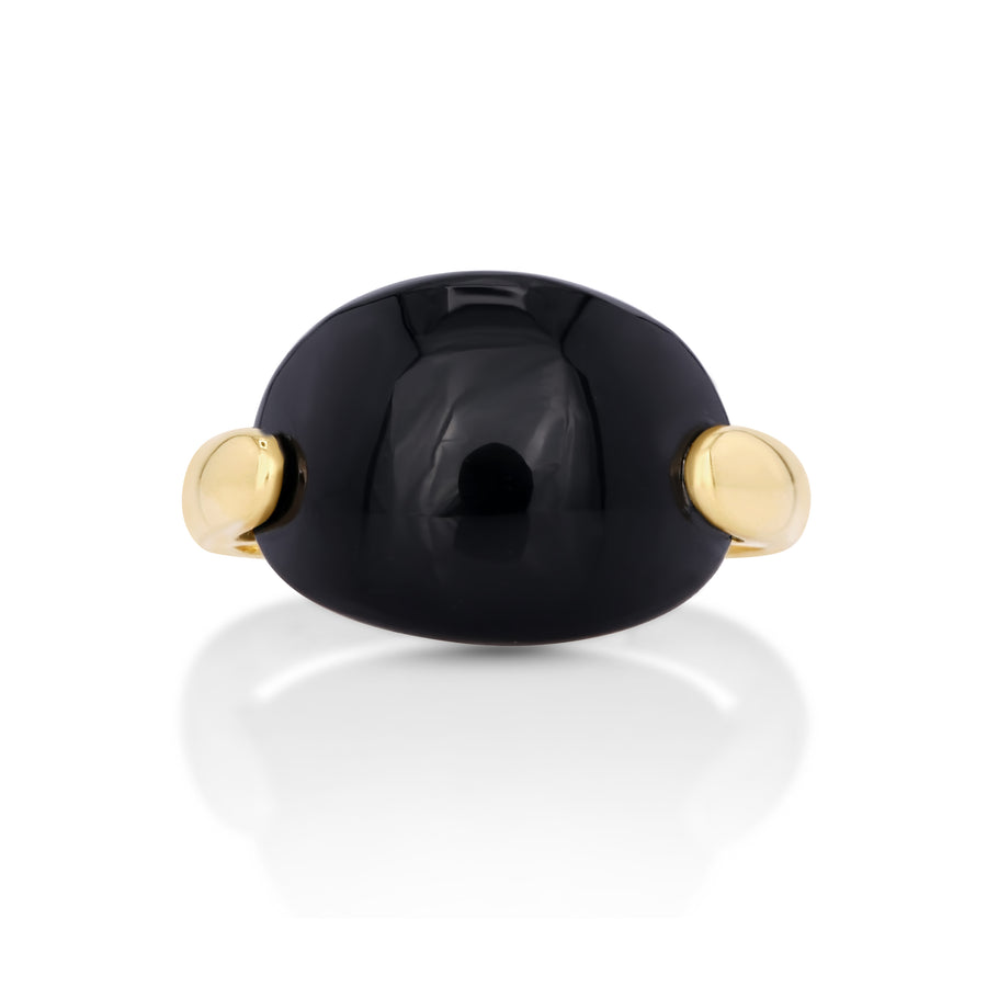 6.80 Cts Black Onyx Ring in 14K Yellow Gold