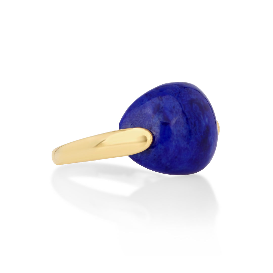 7.05 Cts Lapis Ring in 14K Yellow Gold