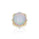 19.77 Cts White Opal and White Diamond Ring in 14K Yellow Gold