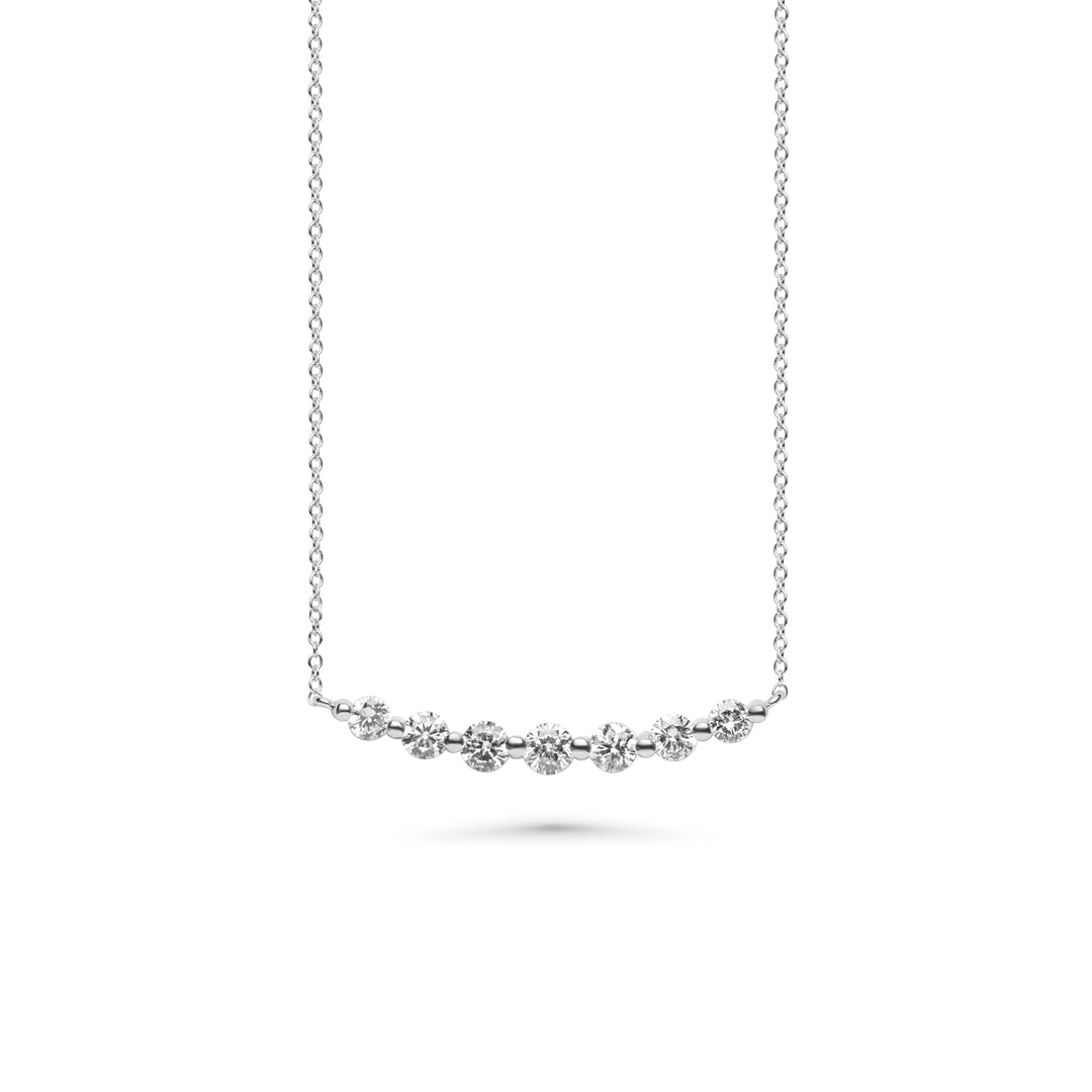 0.66 Cts White Diamond Necklace in 14K White Gold