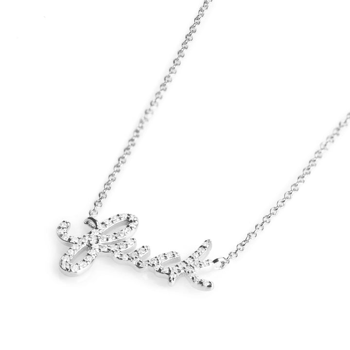 0.15 Cts White Diamond FUCK Necklace in 14K White Gold