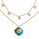 13.59 Cts Bi-Color Quartz and Topaz Layering Necklace in Brass