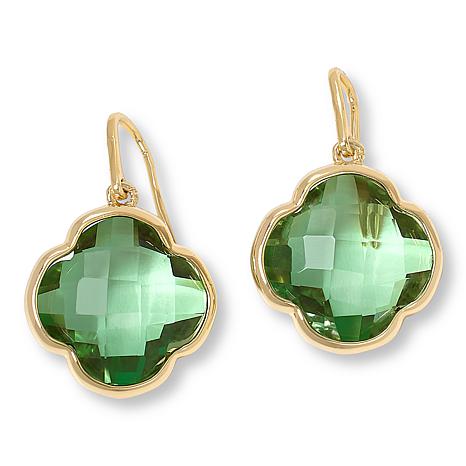 19.61 Cts Mint-Color Quartz Clover Earring in Brass