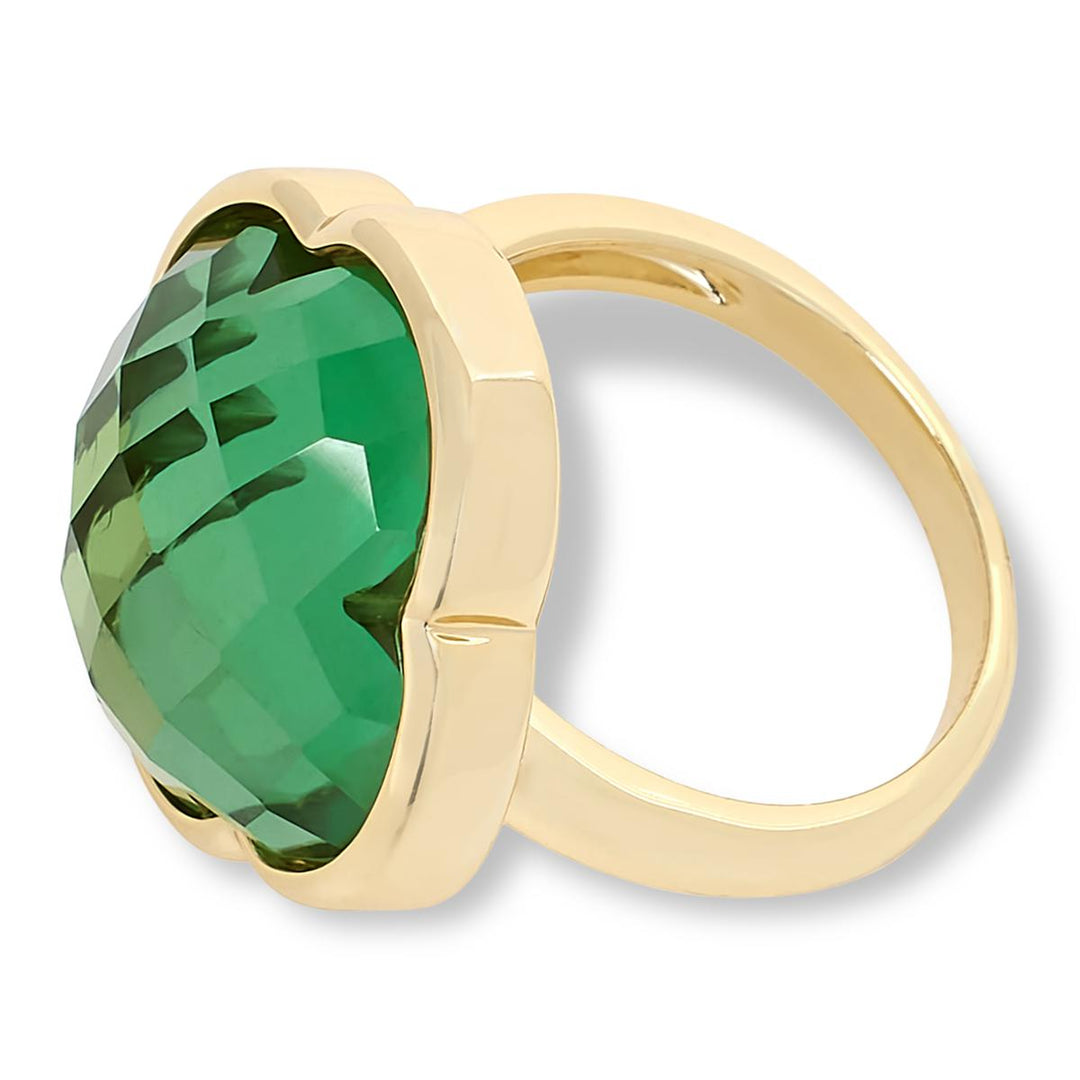 15.05 Cts Mint-Color Quartz Clover Ring in Brass