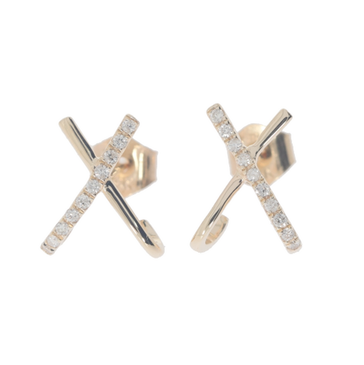 0.10 Cts White Diamond Earring in 14K Yellow Gold