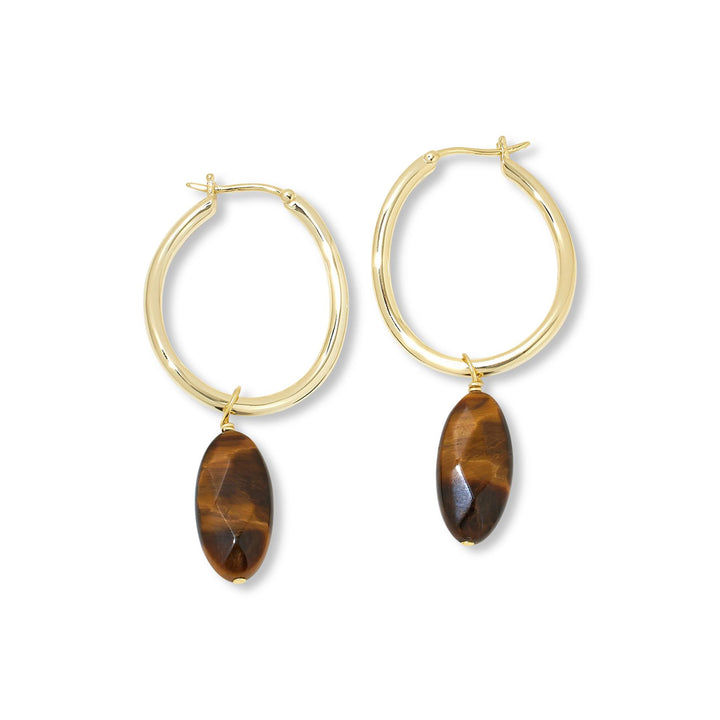 19.35 Cts Tiger Eye Dangle Earring in Brass