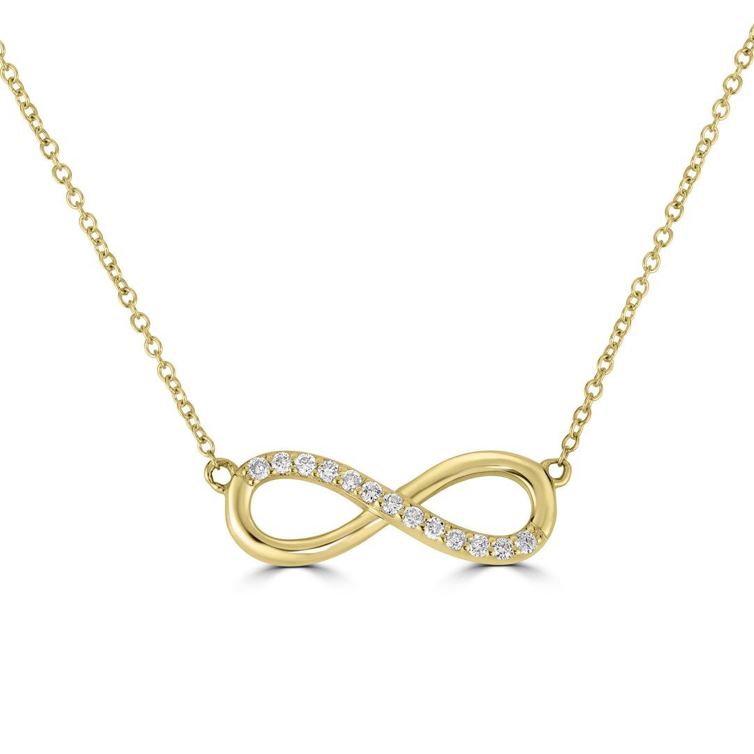 0.06 Cts White Diamond Necklace in 14K Yellow Gold