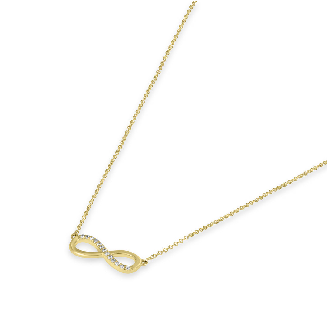 0.06 Cts White Diamond Necklace in 14K Yellow Gold