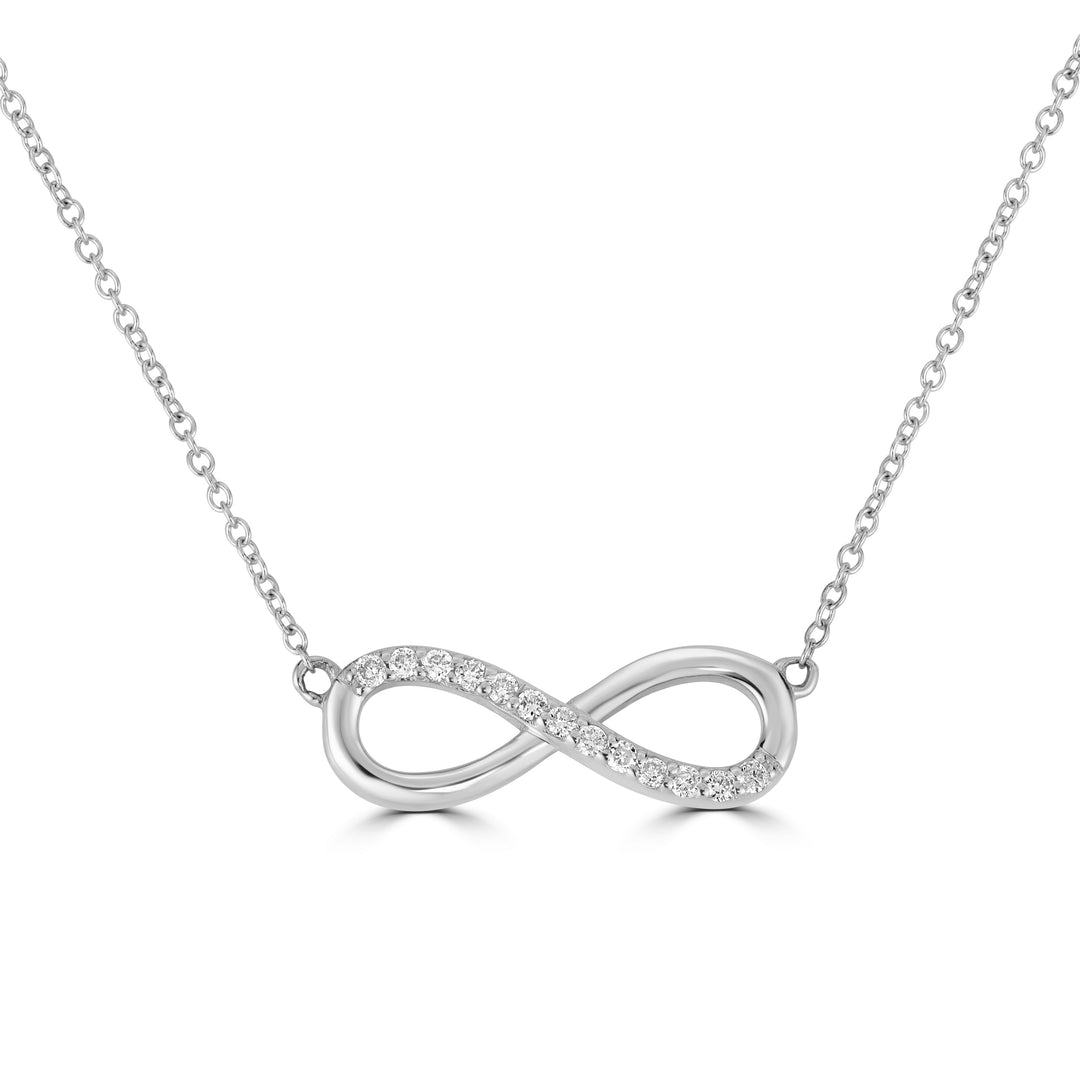 0.06 Cts White Diamond Necklace in 14K White Gold