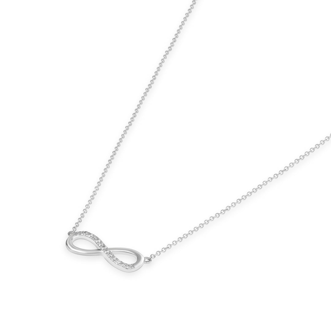 0.06 Cts White Diamond Necklace in 14K White Gold