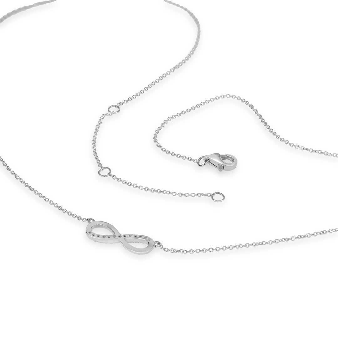 0.06 Cts White Diamond Necklace in 14K White Gold