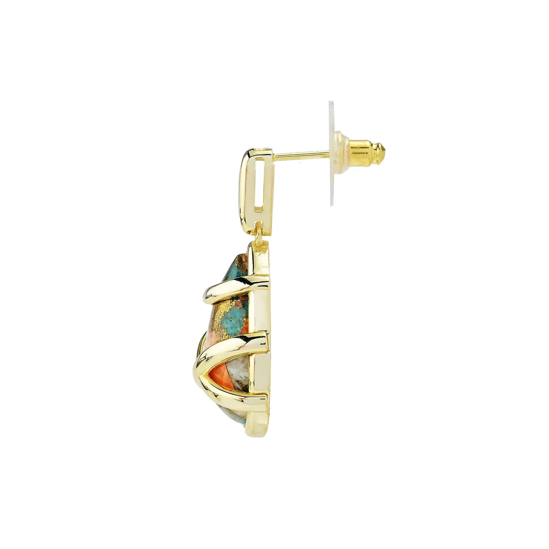 Pear Shape Spiny Oyster Earring in 18K Gold Plated Brass