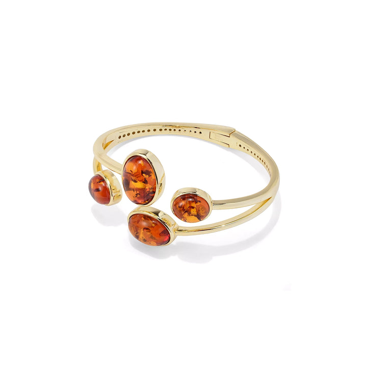 Amber Hinged Bangle Bracelet in 18K Gold Plated Brass