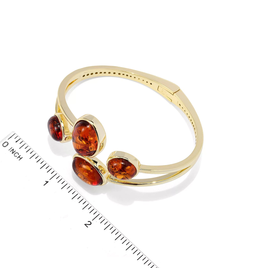 Amber Hinged Bangle Bracelet in 18K Gold Plated Brass