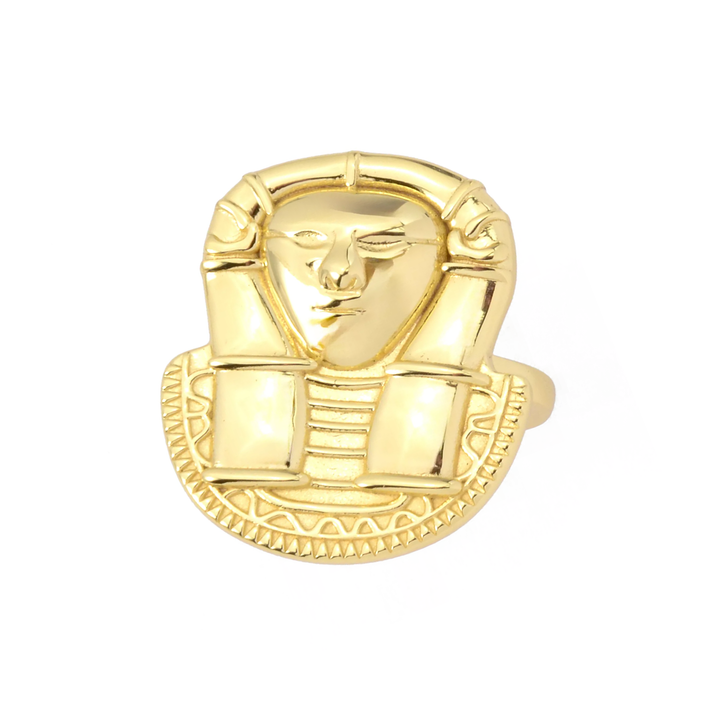 Egyptian Geddess Hathor Ring in 18K Gold Plated 925 Silver