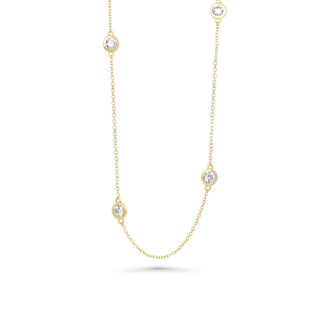 Zoey Blush White Diamond Station Necklace in 14K Yellow Gold