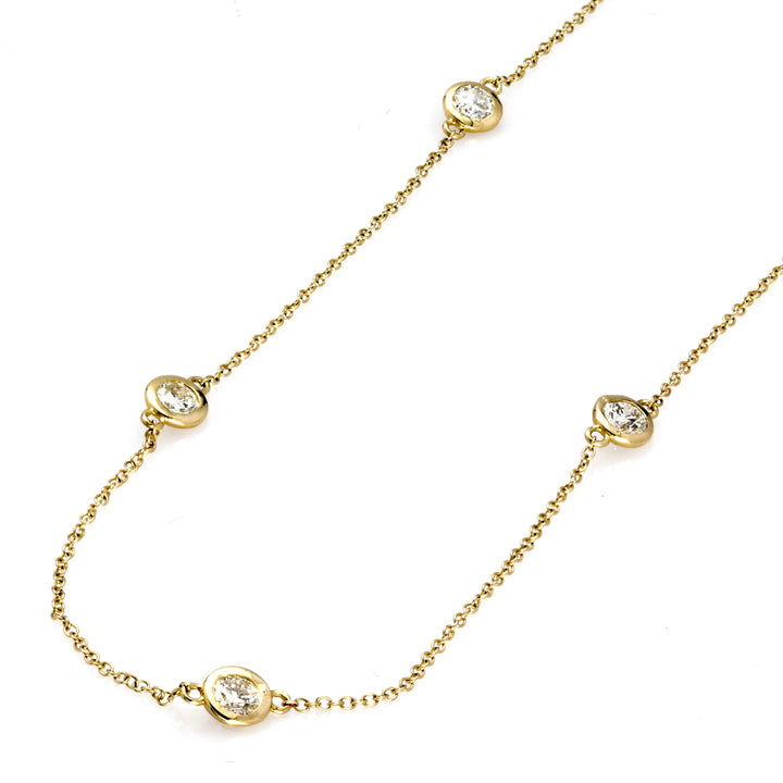 Zoey Blush White Diamond Station Necklace in 14K Yellow Gold