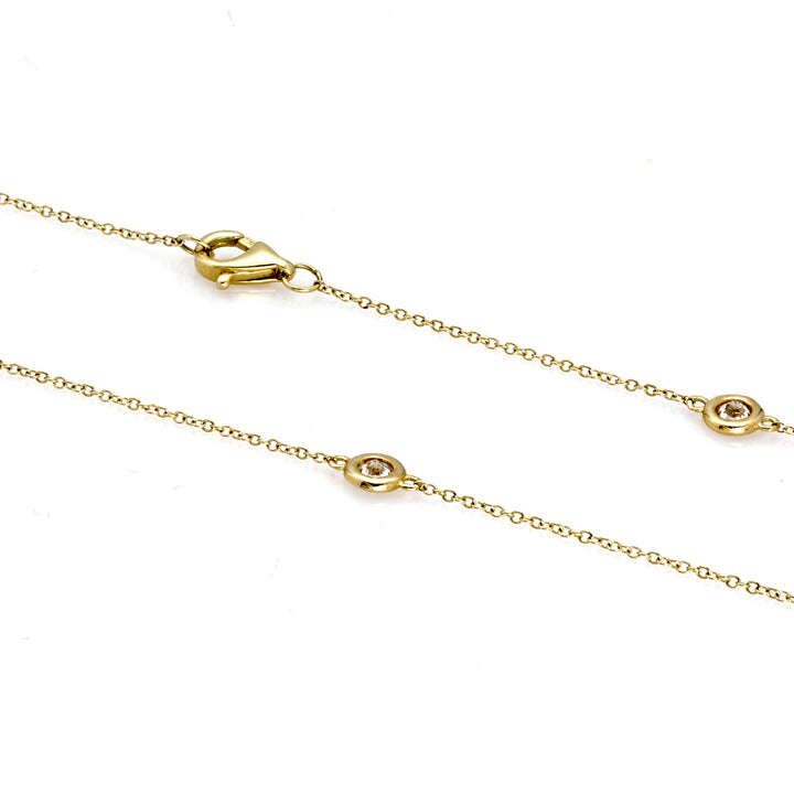 Zoey Blush White Diamond Station Necklace in 14K Yellow Gold