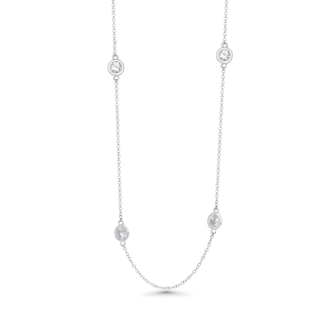 Zoey Blush White Diamond Station Necklace in 14K White Gold