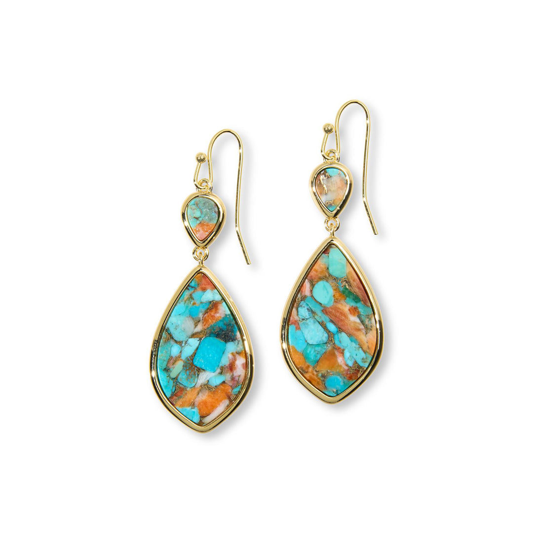 18.10 Cts Oyster Turquoise Dangle Earring in Brass