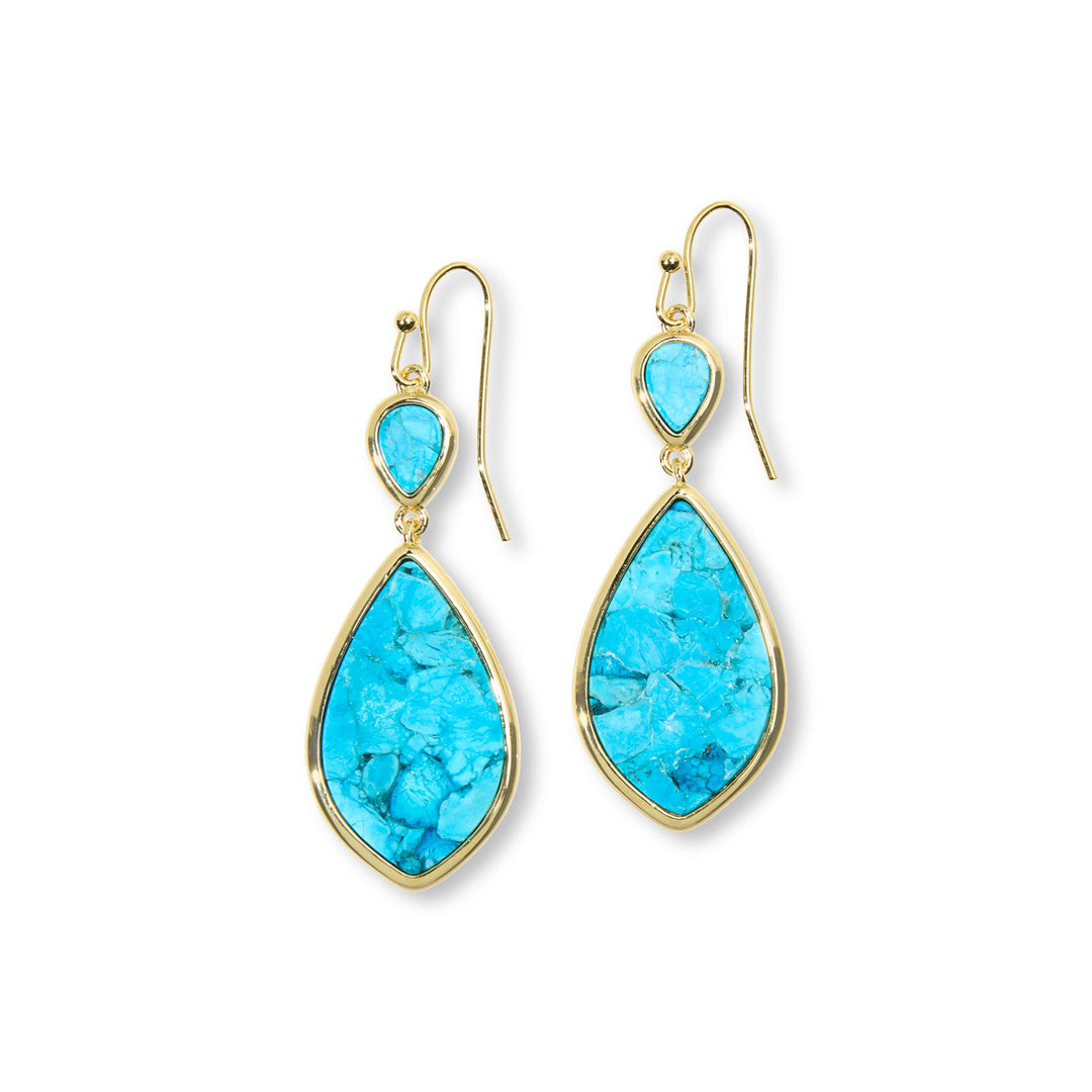 14.02 Cts Turquoise Dangle Earring in Brass