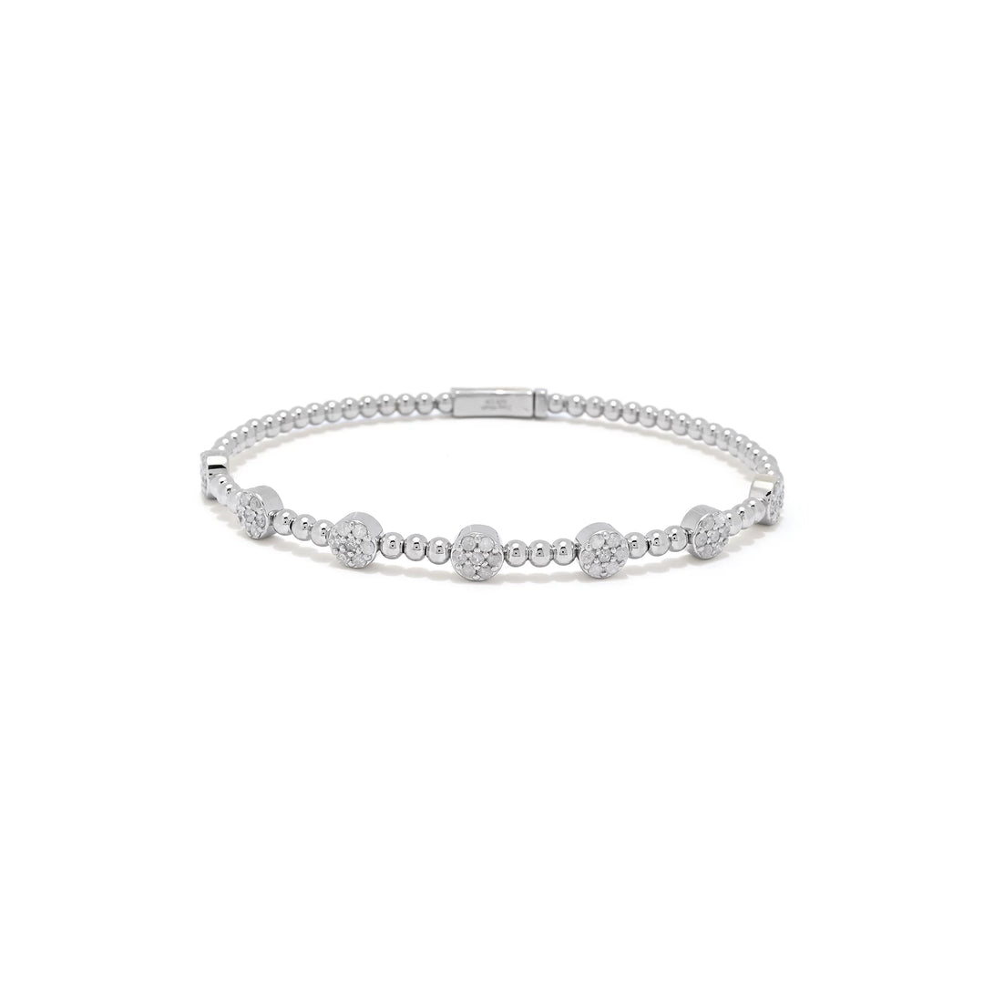 1.17 Cts White Diamond Flex Bangle in Platinum Plated 925 Sterling Silver