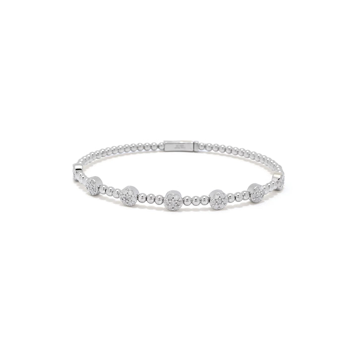 1.17 Cts White Diamond Flex Bangle in Platinum Plated 925 Sterling Silver