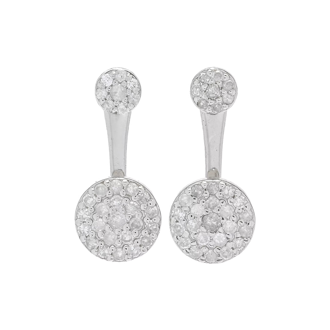 0.62 Cts White Diamond Drop Earring in Platinum Plated 925 Sterling Silver