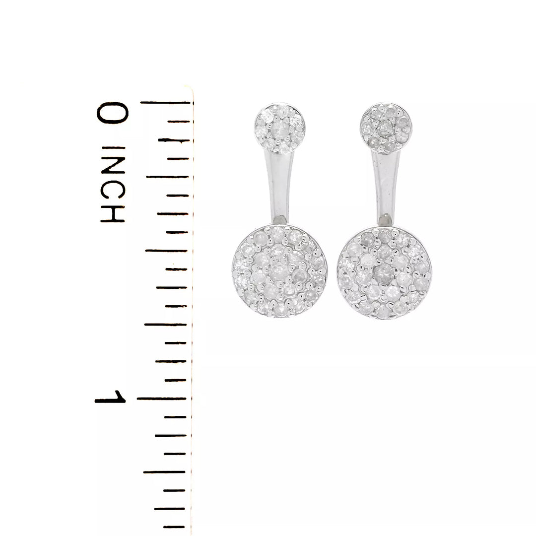 0.62 Cts White Diamond Drop Earring in Platinum Plated 925 Sterling Silver