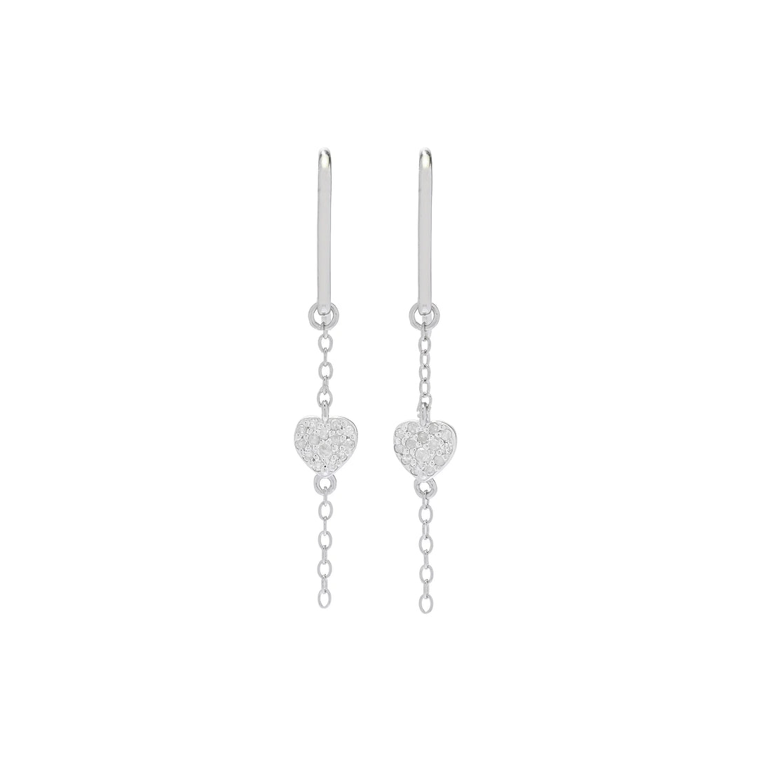 0.16 Cts White Diamond Dangle Earring in Platinum Plated 925 Sterling Silver