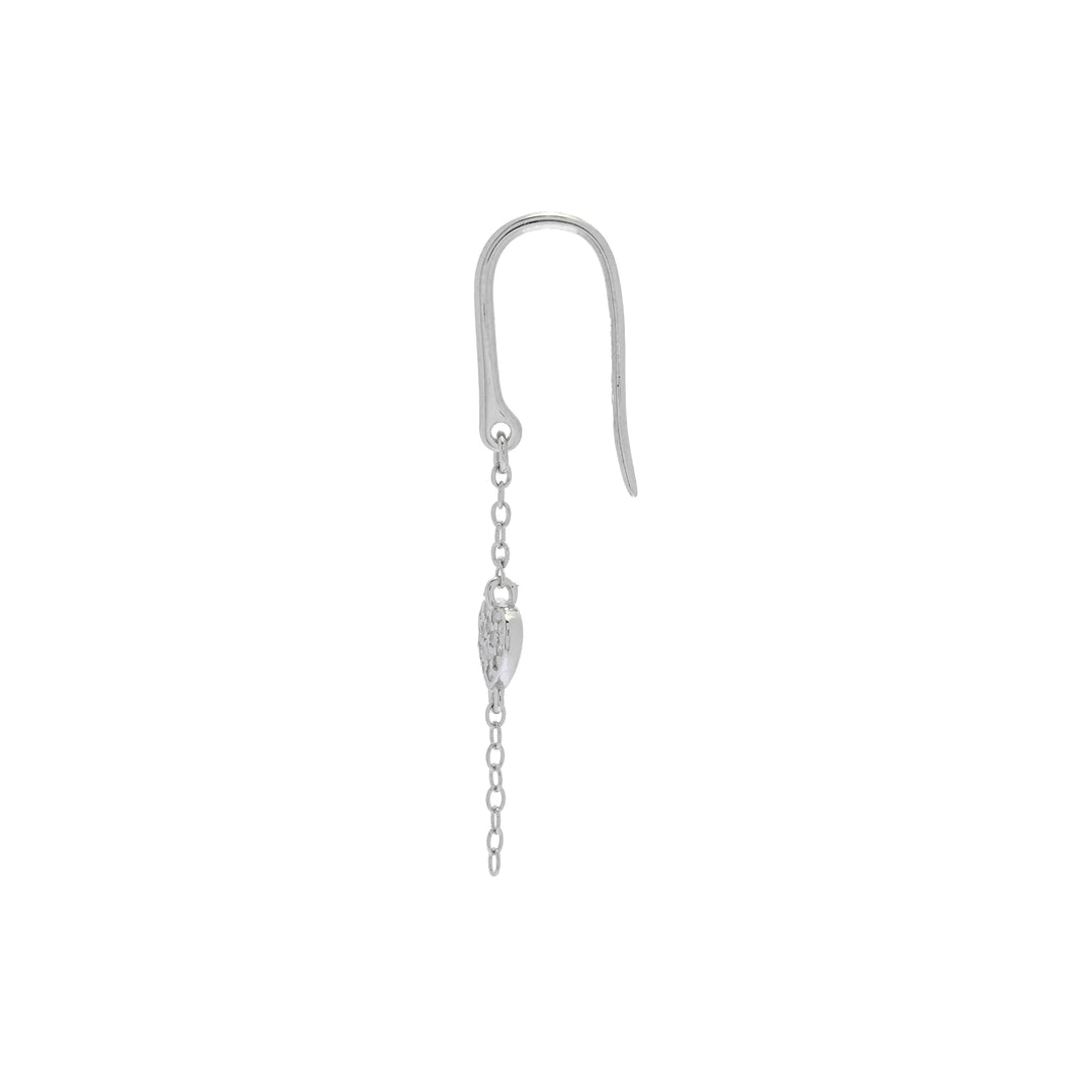 0.16 Cts White Diamond Dangle Earring in Platinum Plated 925 Sterling Silver