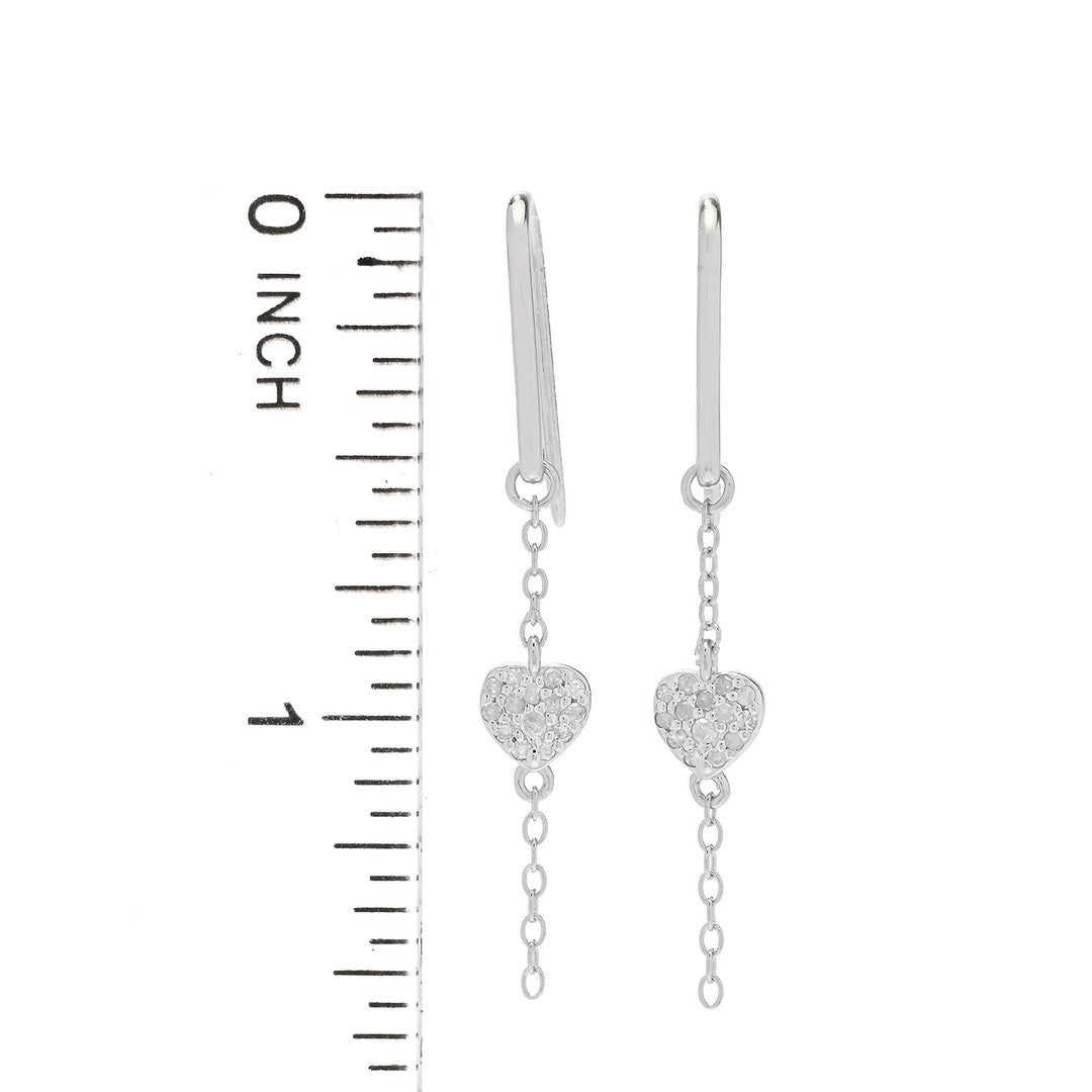 0.16 Cts White Diamond Dangle Earring in Platinum Plated 925 Sterling Silver